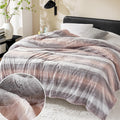 Madison Park Ultra-Soft Poly Fur Blanket, Reversible Plush, All Season & Lightweight Fuzzy Blanket for Bed, Couch & Sofa, Zuri, Twin/Twin XL Blush/Grey