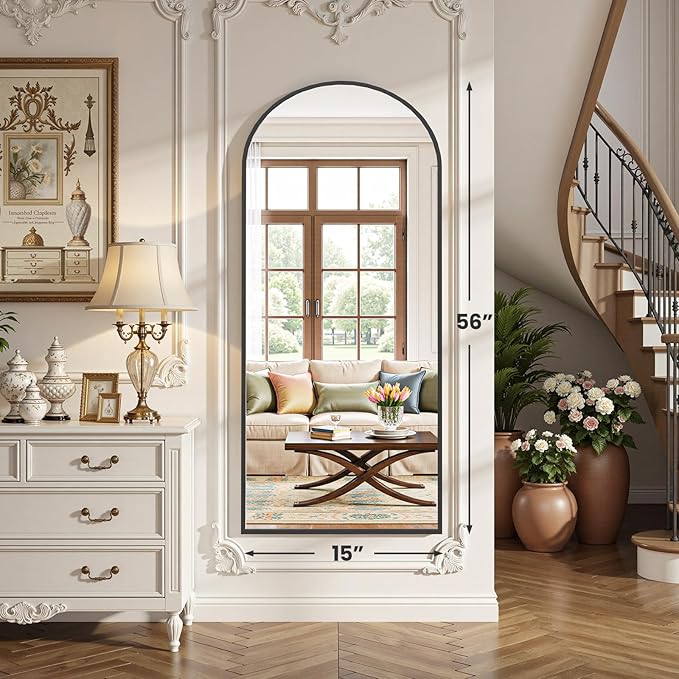 OLIXIS Full Length Mirror 59"x16" for Bedroom, Full Body Mirror with Stand, Hanging or Leaning for Wal