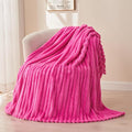 NEWCOSPLAY Super Soft Twin Blanket Hot Pink Premium Silky Flannel Fleece 3D Ribbed Jacquard Lightweight Bed Blanket All Season Use (Hot Pink Ribbed, Twin(60"x80"))