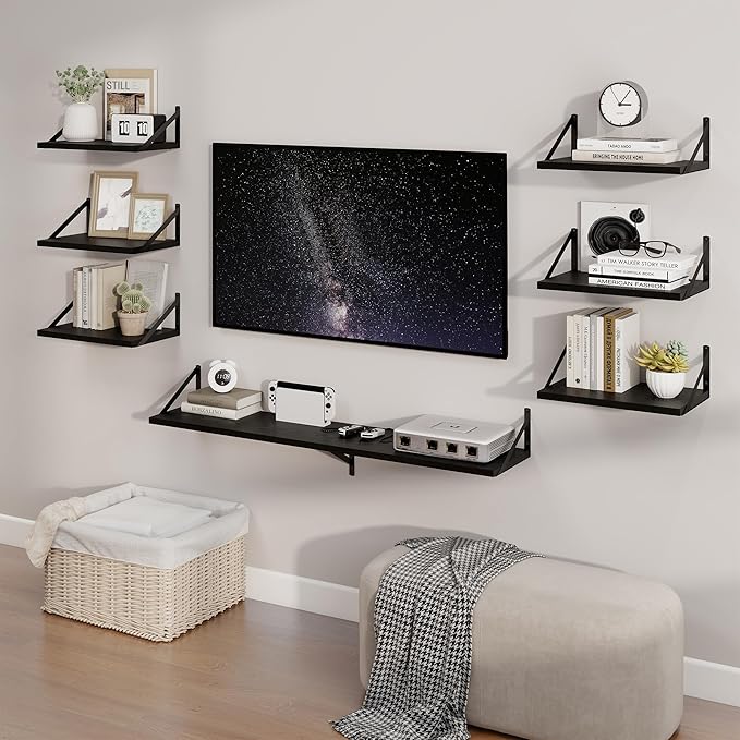 Axeman Deep Floating Shelves | 36 Inch Black Wall Shelves Set of 2 | 10 Inch Deep Wood Floating Shelves for Wall | 36" W x 10" D Black Shelves for Living Room Bathroom Kitchen