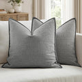 MIULEE Euro Sham Pillow Covers for Bed 24x24, 2 Pack Grey Thick & Textured Decorative Throw Pillow Covers, Neutral Linen Cushion Cases, Modern Farmhouse Home Decor, No Filling