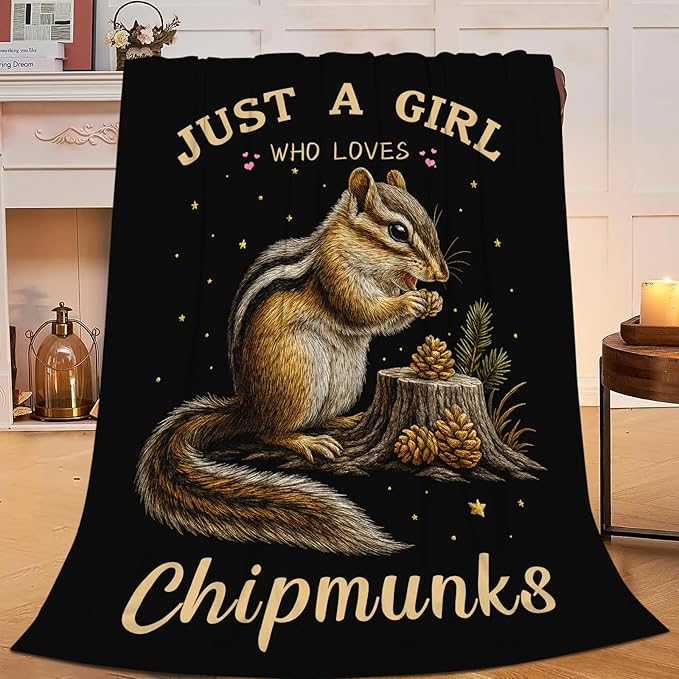 Chipmunk Blanket for Girls Women Boys Men Adults Kids Soft Cozy Fleece Tamias Squirrel Throw Blankets Gifts Warm Flannel Plush Lightweight Decor for Couch Bed Sofa 60"X50"