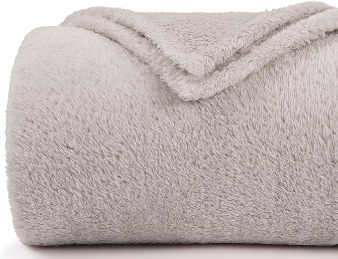 Plush Fleece Throw Blanket for Couch and Bed, Fluffy Fuzzy Cozy Lightweight Soft Blankets All Season Use (40x50 Inches,Beige)