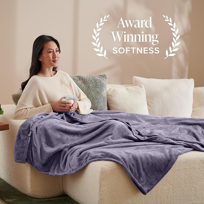 Bare Home Fleece Blanket - Full/Queen - Ultra-Soft Lightweight for Bed, Sofa, and Couch - Luxury Microplush - Cozy Warm Blanket (Full/Queen, Dusty Purple)