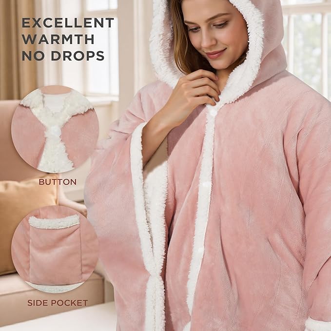 Heated Blanket Throw - Wearable Electric Blanket with 6 Heat Levels & 9 Hours Auto Off,Gifts for Women,Home Office Use,Machine Washable,50"x60"(Pink)