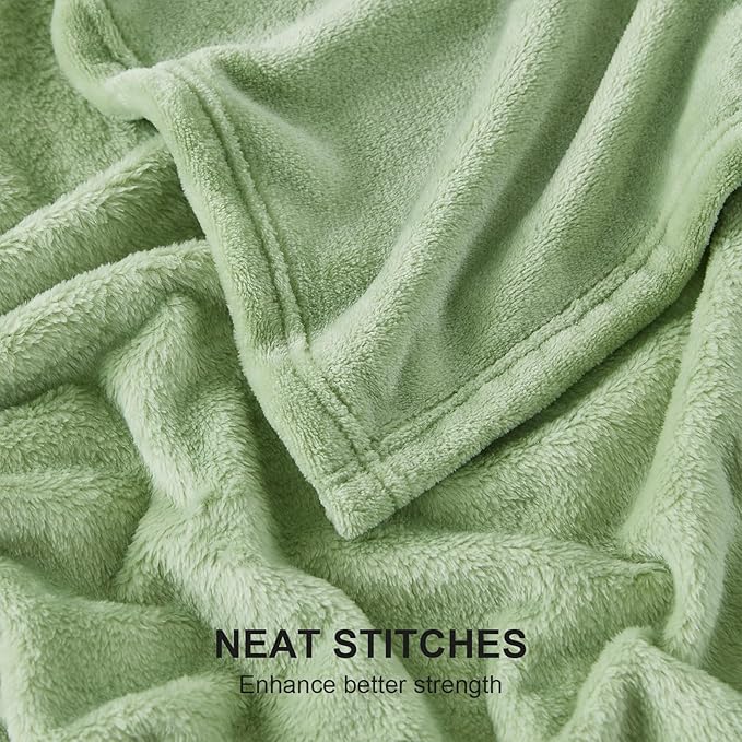 Hansleep Fleece Sage Green Twin Blanket, Super Soft Flannel Fuzzy Plush Cozy Blanket for All Seasons, Sage Green, Twin 60x80 Inches