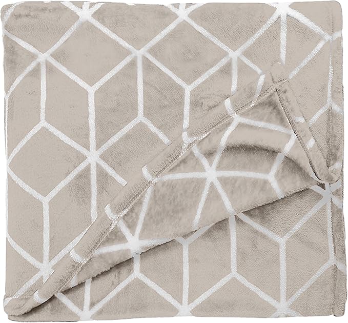 Elegant Comfort Luxury Velvety-Soft Coral Flannel Blanket Micro-Velour Ultra-Softness Fuzzy Plush, Full/Queen, Cream