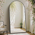 DUMOS Arched Full Length Mirror with Stand Floor Standing Aluminum Frame for Bedroom Body Hanging Leaning Modern Simple Home Decor Shatter-proorf Nano Glass Wall Living Room Natural Black, 70.4"x25.6"