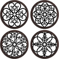 Yulejo 4 Pcs Thicken Rustic Wall Decor Farmhouse Kitchen Wall Round Art Wooden Hollow Carved Design Rustic Art for Living Room Bedroom Hallway Decor (9.8 x 9.8 Inch,Black, Brown)