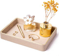ZHEM Women Perfume Tray Valet Tray NightStand Bedside Organizer| Perfume Organizer Holder| Decorative Perfume Trays| Leather Vanity Tray Catchall Trinket Tray (Beige 8"x11"x1.75")