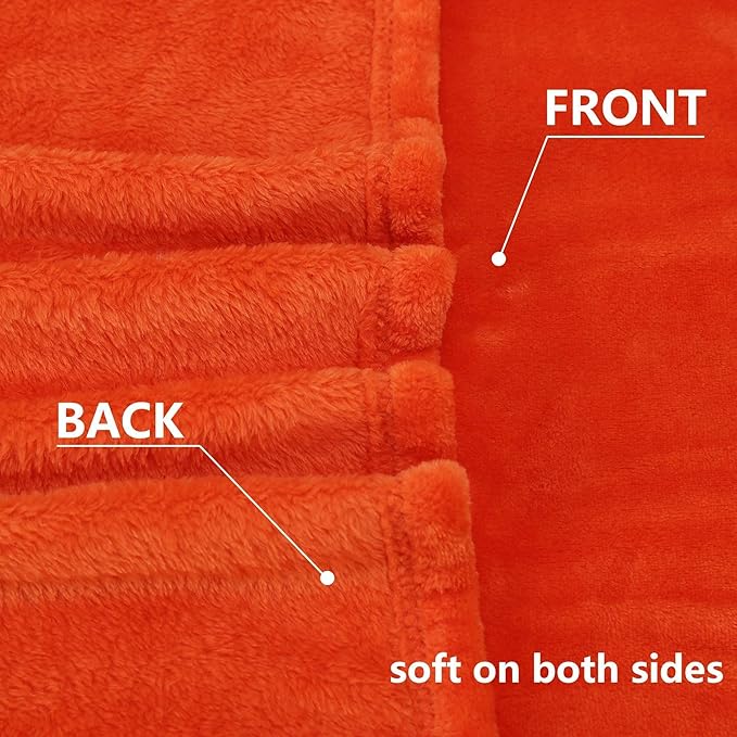 NANPIPER Fleece Blankets Super Soft Flannel Queen Size Blanket for Bed Luxury Cozy Microfiber Plush Fuzzy Blanket,Orange
