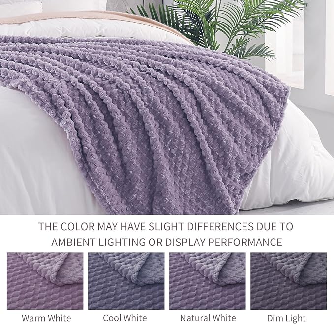 Exclusivo Mezcla Fleece Throw Blanket for Couch, Extra Large Fuzzy Grayish Purple Bed Blankets, Soft Cozy Plush Sofa Throws for All Seasons, 50x70 Inches