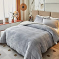 3-Layer Luxury Flannel Fleece Thick Bed Blanket King Size, Soft Plush Velvet Sherpa Blanket with 2 Pillow Shams Heavy Warm for Winter, Breathable n Washable, Gray