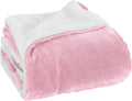 Elegant Comfort Luxury Ultra-Plush Velvet Touch Fleece Throw Soft, Warm, Cozy| Micromink Sherpa-Backing Reversible Blanket for Bed, Sofa and Couch, Solid Light Pink