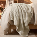 PHF Ultra Soft Waffle Weave Throw Blanket 50"x 60"- Washed Lightweight Breathable Cozy Woven Blanket for Bed - Aesthetic Decor for Couch Bedding Sofa Home Car - Light Khaki/Linen