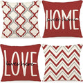 YCOLL Farmhouse Pillow Covers 18x18 Set of 4 Throw Pillow Covers Rustic Linen Decorative Pillows Square Cushion Covers for Couch Sofa Bedroom Home Decor
