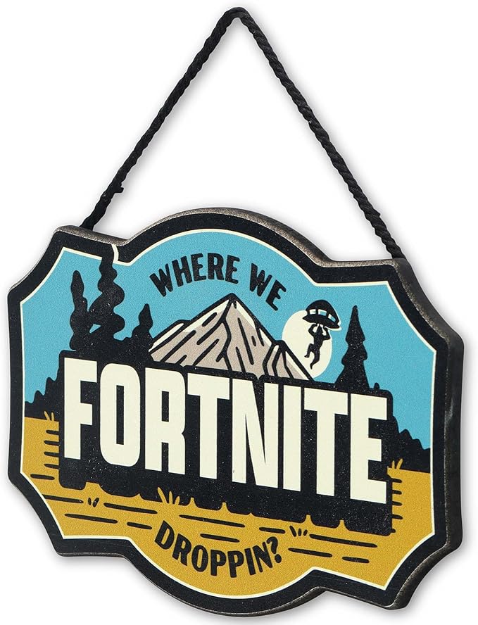 Fortnite Where We Droppin Hanging Wood Wall Decor - Fun Fortnite Sign for Bedroom or Game Room