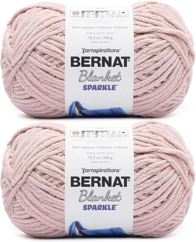 Bernat Blanket Sparkle Fig Yarn - 2 Pack of 10.5oz/300g - Polyester - #6 Super Bulky - 220 Yards - Knitting & Crochet