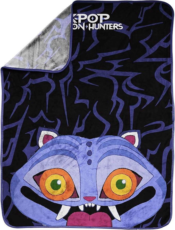 Jay Franco Kids Plush Throw Blanket – Ultra Soft Cozy Plush Fleece for Bed, Couch, Sofa, Home Décor, Official Licensed Derpy, Black - Kpop Demon Hunters, 40x50 - Travel Blanket