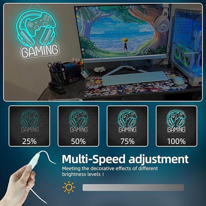 Gamerneon Gaming Neon Sign LED Neon Signs for Wall Decor Neon Light Game Room&Man Cave Game Club Led Lights for Esports Arenas Children Gift for Boys