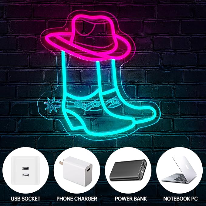 Neon Sign LED Light (Pink Cowboy Boots)