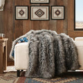 Luxury Plush Faux Fur Throw Blanket with Aztec Pattern, Super Warm, Fuzzy, Elegant, Fluffy Decoration Blanket for Couch, Armchair, Sofa and Bed, 50''x 60'', Teal