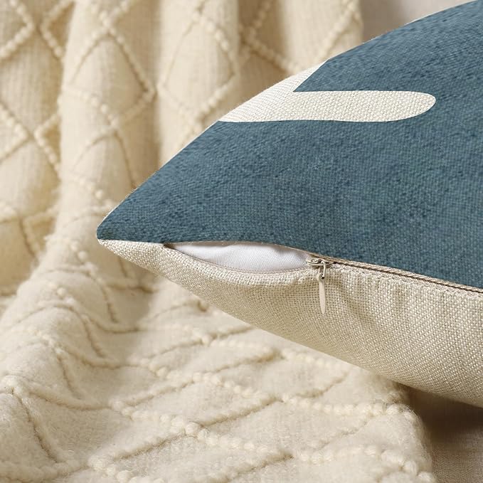 YCOLL Farmhouse Pillow Covers 18x18 Set of 4 Throw Pillow Covers Rustic Linen Decorative Pillows Square Cushion Covers for Couch Sofa Bedroom Home Decor