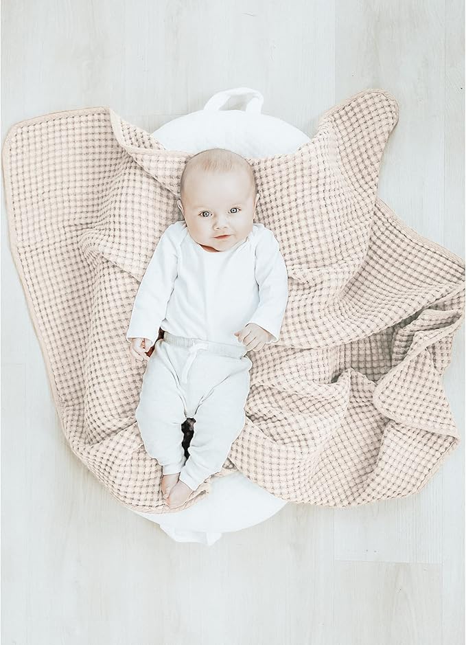 Konssy Waffle Baby Blanket - Soft & Cozy Nursery Swaddle Blanket, Lightweight Toddler Throw for Boys & Girls, Ideal for Wrapping (Oat)