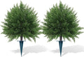 Artificial CedarTopiary Bushes for Outdoors with Spike, Set of 2 Cypress Topiary Trees with UV Resistant, Outdoors Fake Shrubs Faux Plants for Front Porch Indoor Outdoor Decor
