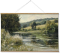 ARPEOTCY Extra Large Vintage Framed Wall Art, 36x54 Inch River Landscape Hanging Framed Canvas Prints Scroll Wall Art Decor for Living Room Bedroom, Retro Scenery Pictures Above of Bed