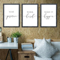 RLWangChao Inspirational Quotes Wall Art Decor 11"X16" 3 Piece Modren Office Stay Positive Work Hard Make It Happen Motivational Wood Framed Sign Living Room Positive Wall Hanging Decoration (Black)