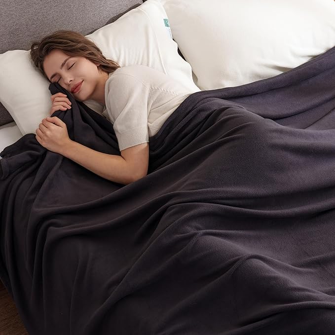 Berkshire Blanket Microfleece King Size Bed Blanket Black, Lightweight Soft Breathable Plush Micro Fleece Blanket for Bed Couch Sofa, 90x108 Inches
