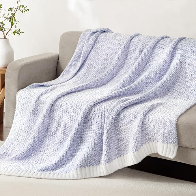 Whale Flotilla Knit Blanket Twin Size, Ultra Soft Warm Reversible Cozy Decorative Blankets for Couch Sofa and Bed, 60x80 Inch, Lavender
