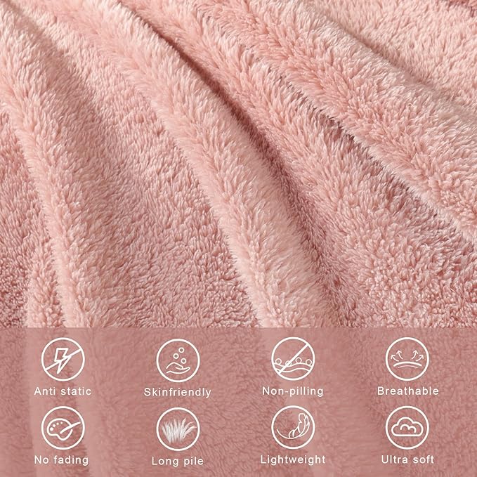Exclusivo Mezcla Soft Fleece Throw Blanket for Couch, Super Soft Velvet Plush Fleece Blankets, Fuzzy Cozy and Warm for Winter, 50x60 Inches, Pink