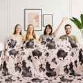 Cow Print Blanket Ultra Soft Flannel Throw Blanket for Couch Bed, Cute Cozy Lightweight All-Season Fleece Blanket King, Gift for Women & Girls, 90×108 Inches Pink