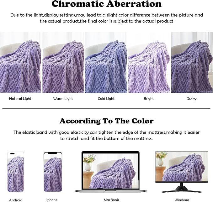 NEWCOSPLAY Super Soft King Blanket Lavender Premium Silky Flannel Fleece 3D Clouds Stylish Jacquard Lightweight Bed Blanket All Season Use 350GSM (Lavender, King(90"x110"))