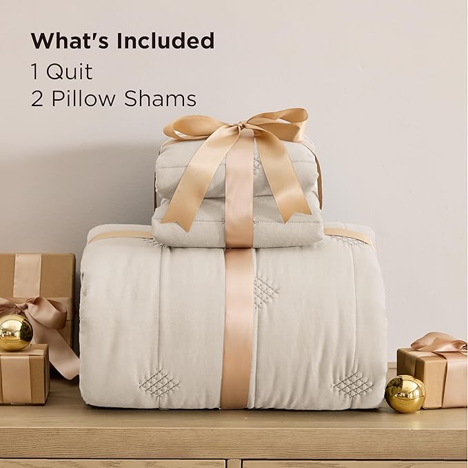 Bedsure King Size Quilt Sets – Ultra Soft Cloud Quilt, Lightweight Bedspread Coverlet with 2 Pillow Shams, Breathable & Cozy Bedding for All Season, Beige, 3 Piece (106x96 Inches)