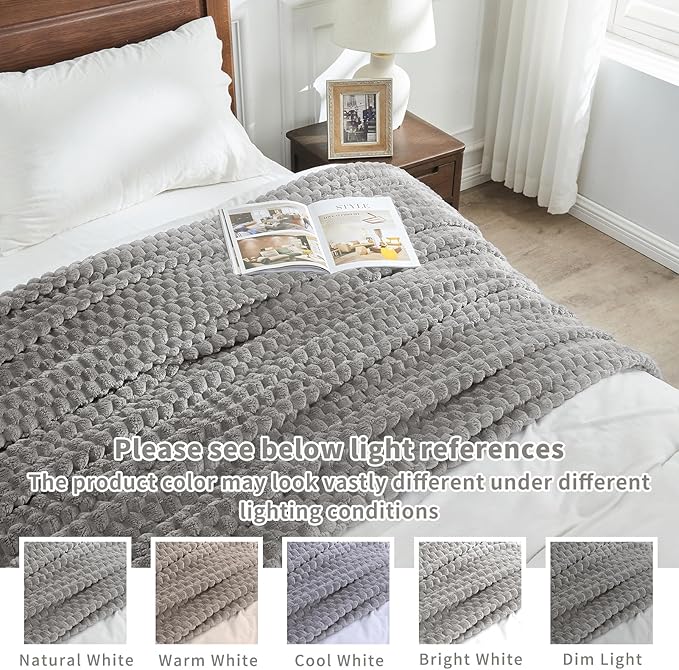 FY FIBER HOUSE Oversized King Blanket 120" x120" Seamless Extra Large Bed Blanket 10' x 10' Super Soft Plush Fuzzy Huge Blankets for Couch Office Sofa, Light Grey