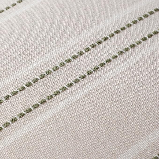 Hckot Throw Pillow Covers 12x20 Set of 2 Striped Pillow Covers Textured Linen Decorative Pillows Lumbar Cushion Covers for Sofa Couch Bed Living Room Farmhouse Decor, Sage Green