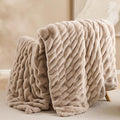 Smoofy Linen Throw Blanket for Couch – Ultra Soft Cozy Plush Fluffy Blanket with Faux Rabbit Fur, Fuzzy Lightweight Fleece for Sofa, Bed & Office, Gift for Women, Home Room Decor Throw 50"x 60"