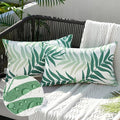 MIULEE Pack of 2 Decorative Outdoor Waterproof Throw Pillow Covers Patio Pillow Cases Natural Leaves Pattern Spring Square Cushion Shams Shell for Garden Balcony Couch 12x20 Inch, Sage Green