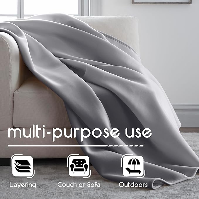 Vellux 1B07055 Original Insulating Core Hotel Style Solid blanket Machine Washable Soft Cozy Warm Pet Friendly Bed Sofa Blankets, Twin, Grey