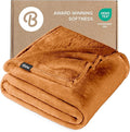 Bare Home Fleece Blanket - Full/Queen - Ultra-Soft Lightweight for Bed, Sofa, and Couch - Luxury Microplush - Cozy Warm Blanket (Full/Queen, Sienna)