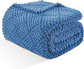 EMME Fleece Blanket, 3D Jacquard Throw Blanket for Couch and Bed, Soft Cozy and Fluffy Blankets Lightweight Luxury Flannel with Waffle Design (Navy Blue, 60" x 80")