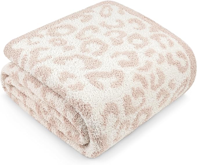 PAVILIA Super Soft Leopard Throw Blanket for Couch, Fluffy Cozy Lightweight Beige Cheetah Blanket, Fuzzy Warm Knit Blanket for Bed Sofa, Tan, 50x60