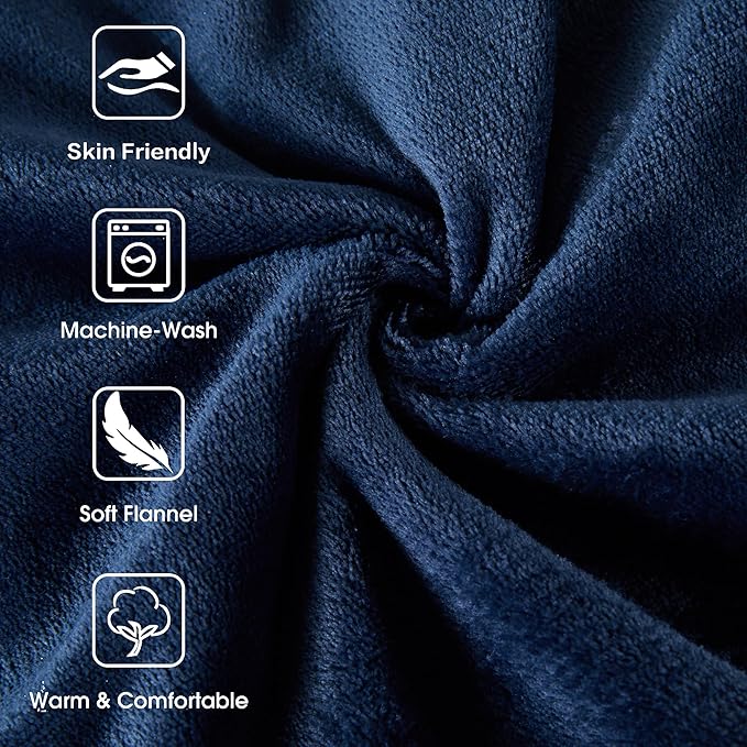 Tefici Electric Heated Blanket Twin,Super Cozy Soft 2-Layer Flannel 62" x 84" Heated Twin Size with 3 Heating Levels 8 Hours Auto Off, Machine Washable, ETL and FCC Certified, Home Office Use, Blue
