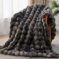 Faux Fur Throw Blanket, 1000GSM Fluffy Soft Bubble Blanket for Couch Bed, Cozy Plush Warm and Thick Blanket, Fuzzy Rabbit Throw for Living Room Bedroom 90''*104'' Tie-dye Grey