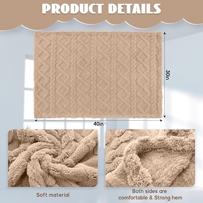 VitalCozy 4 Pcs Soft Fleece Baby Blankets Set 30" x 40" 3D Plush Warm Nursery Swaddling Bed Blanket Little Boys Girls Infant Toddlers and Newborn Receiving Gifts Blankets(Khaki Set)