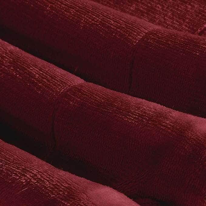 Elegant Comfort Ultra Soft Reversible Flannel Sherpa Blanket - Cozy Silky Fleece Throw for Couch, Bed - Plush Fuzzy Warm Winter Blanket for Gift, King, Burgundy