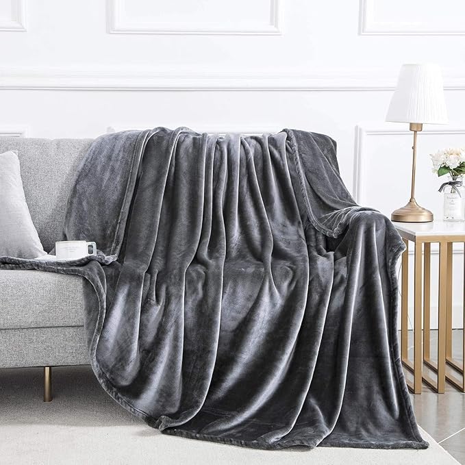 MOONLIGHT20015 Fleece Blanket Twin Size 12 Pack - Super Soft Cool Fuzzy Throw Blanket for Couch and Sofa, Lightweight Luxury 400 GSM Microfiber Bed Blankets and Throws 60 x 80 Inches (Twin, Dark Grey)